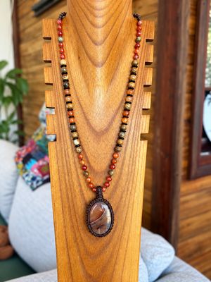 Carnelian &amp; Picture Jasper Half Mala