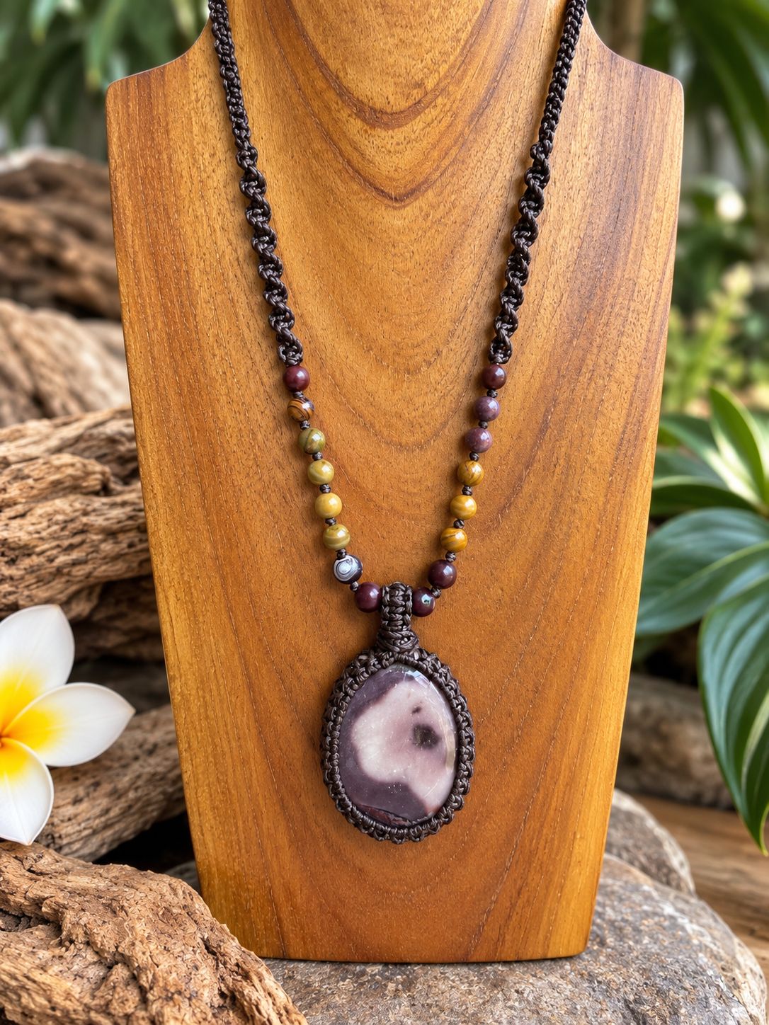 Mookaite &amp; Wood Jasper Necklace