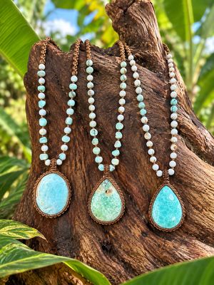 Blue aragonite with Shell Truchos Beads