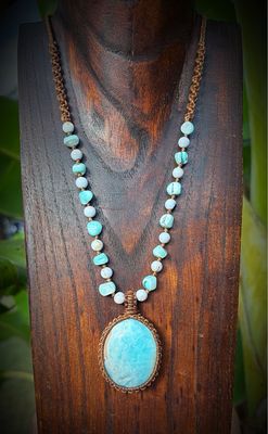 Blue aragonite with Shell Truchos Beads