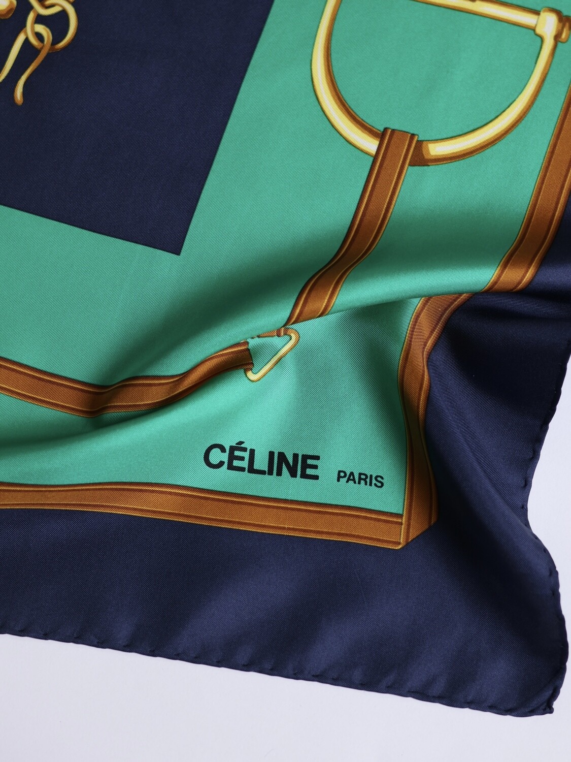 CELINE GREEN SILK SCARF