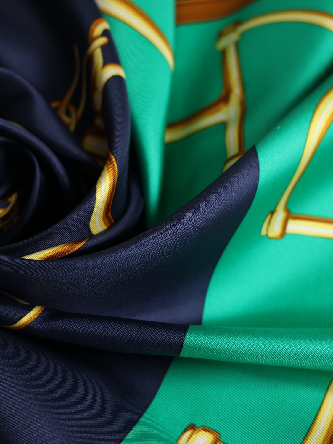 CELINE GREEN SILK SCARF