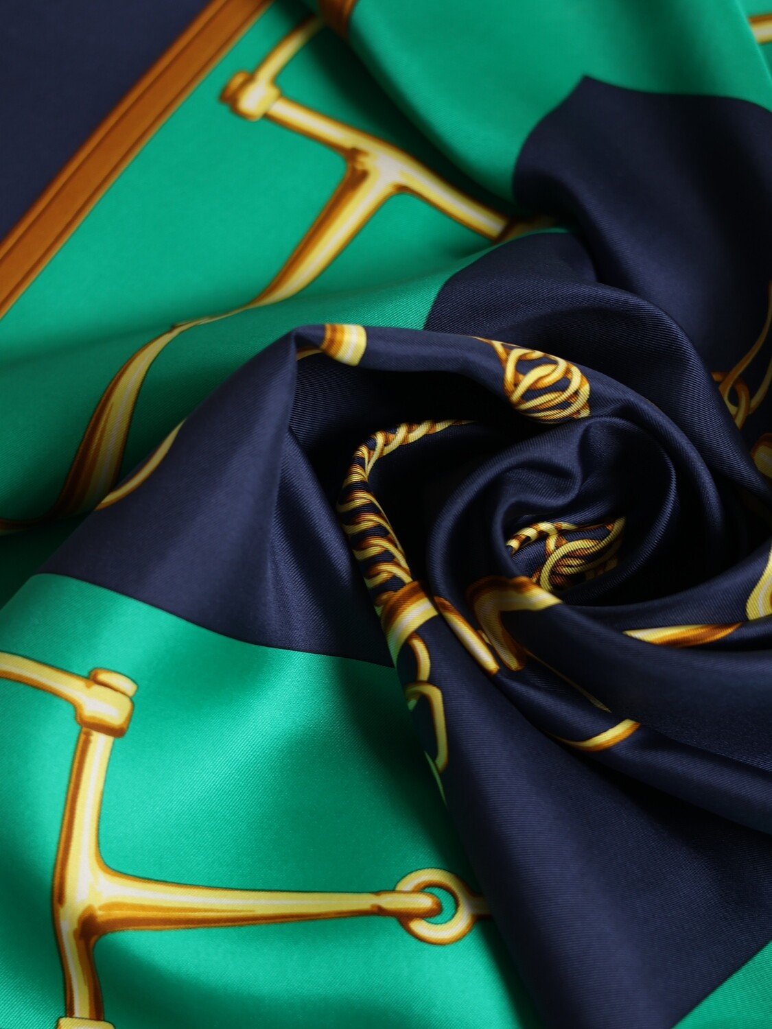 CELINE GREEN SILK SCARF