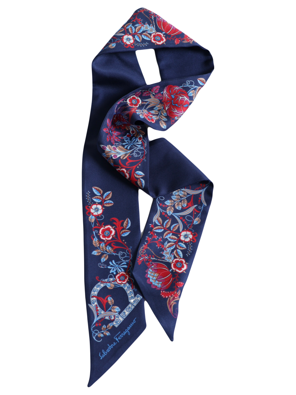 FERRAGAMO FLOWER MOTIF SILK TWILLY