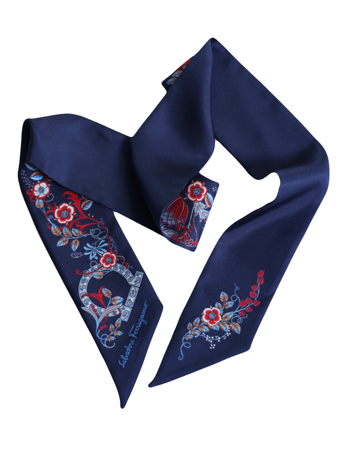 FERRAGAMO FLOWER MOTIF SILK TWILLY