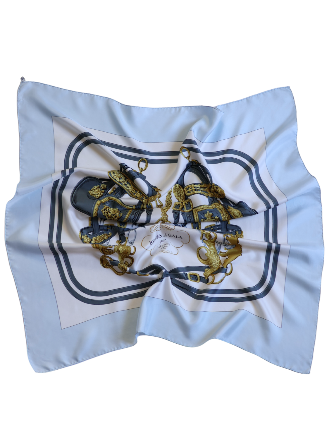 HERMÈS BRIDES DE GALA BLUE SILK SCARF