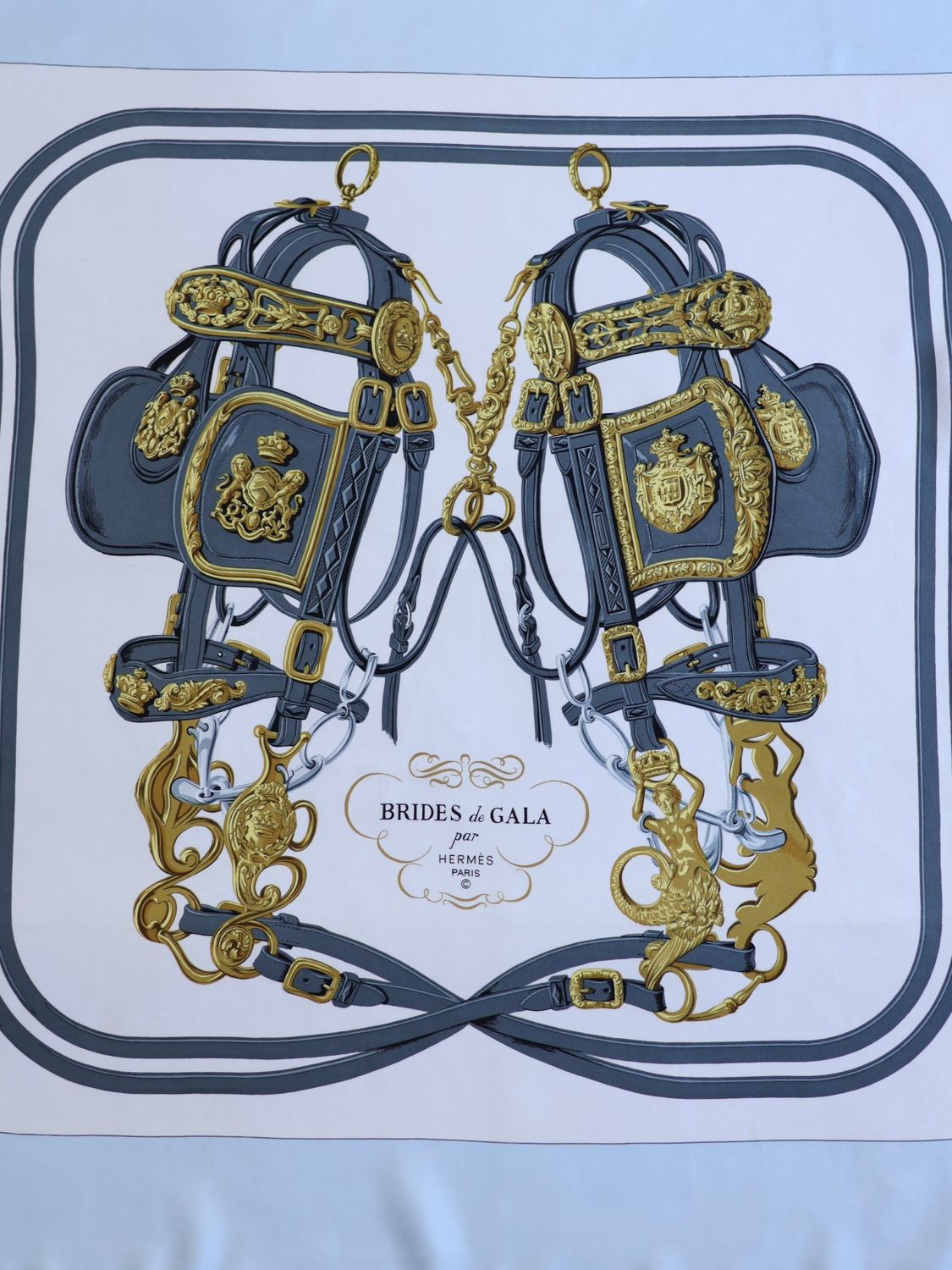 HERMÈS BRIDES DE GALA BLUE SILK SCARF