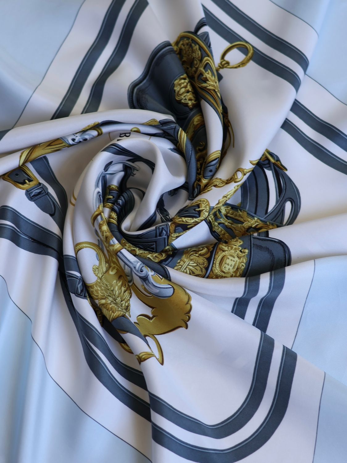 HERMÈS BRIDES DE GALA BLUE SILK SCARF