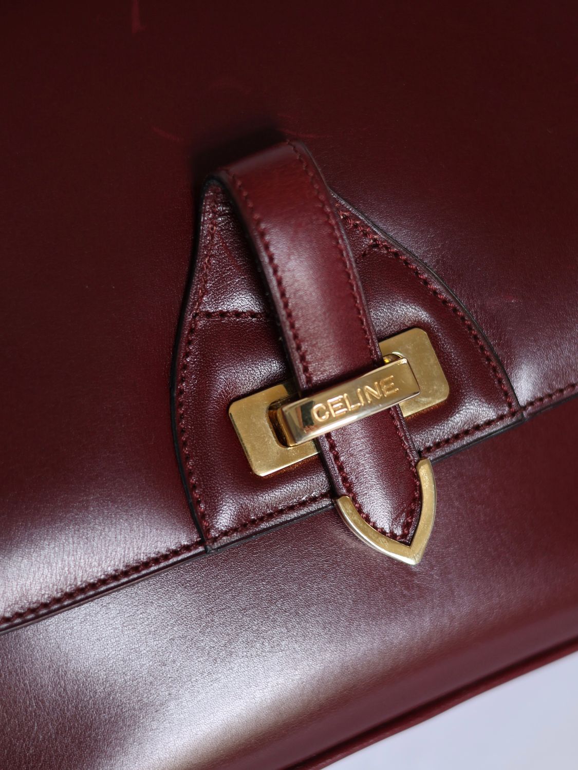 CELINE BURGUNDY BOX BAG