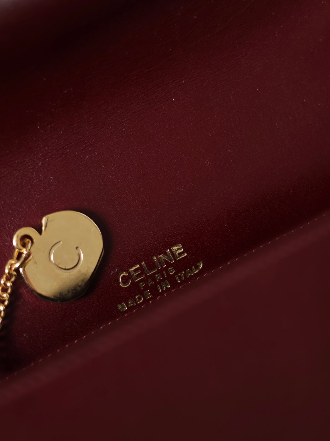CELINE BURGUNDY BOX BAG