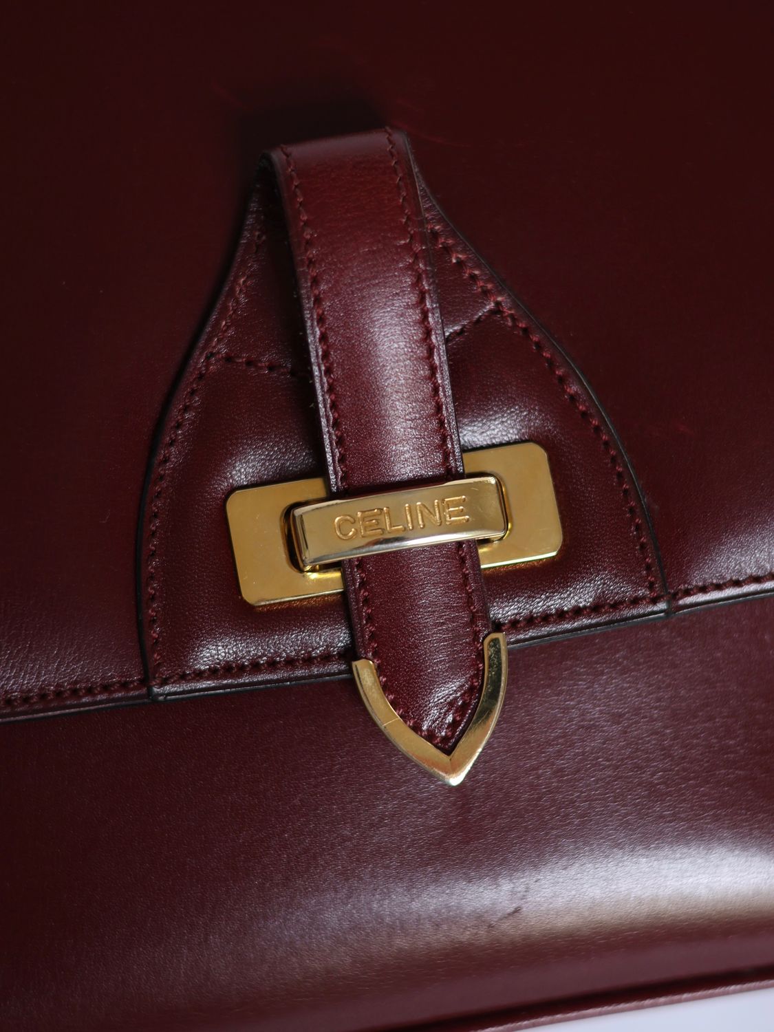 CELINE BURGUNDY BOX BAG