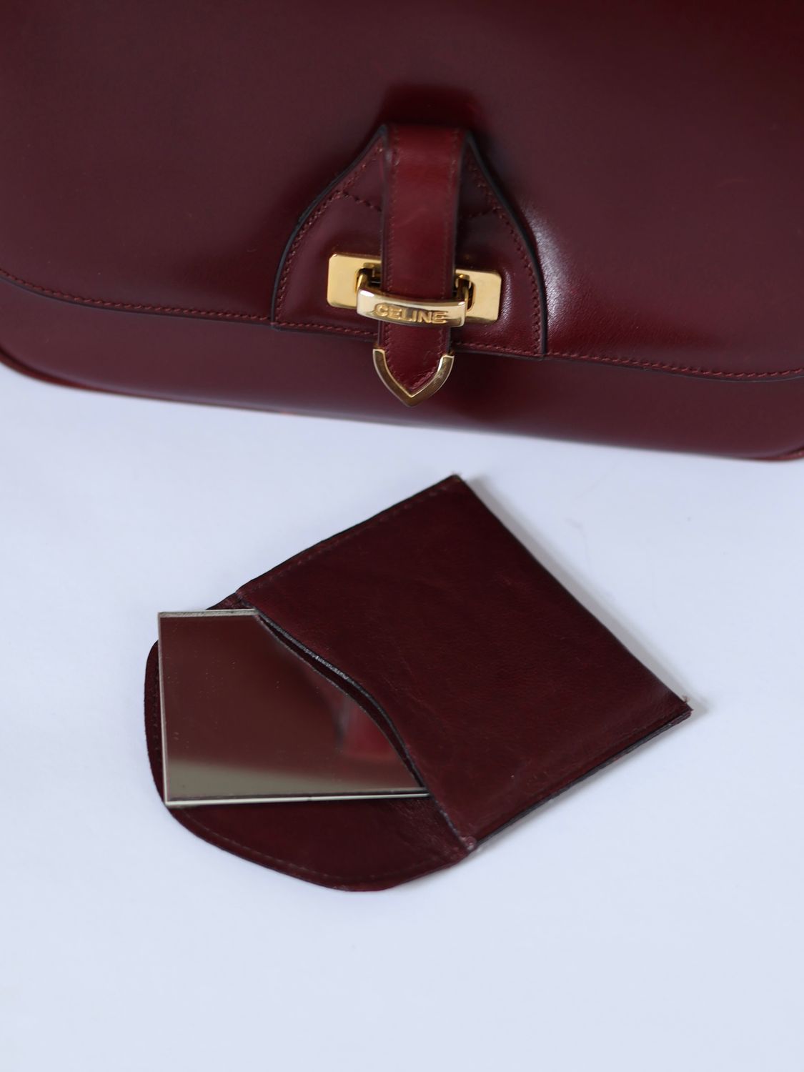 CELINE BURGUNDY BOX BAG