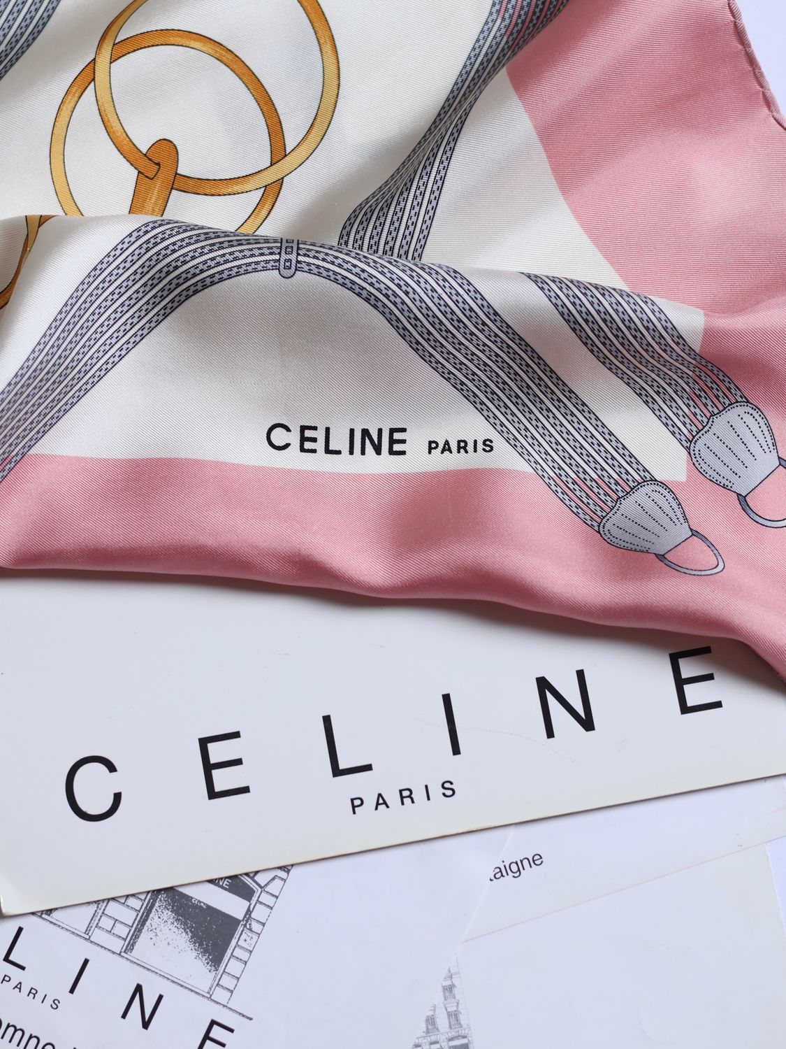 Vintage Celine Pink Silk Scarf