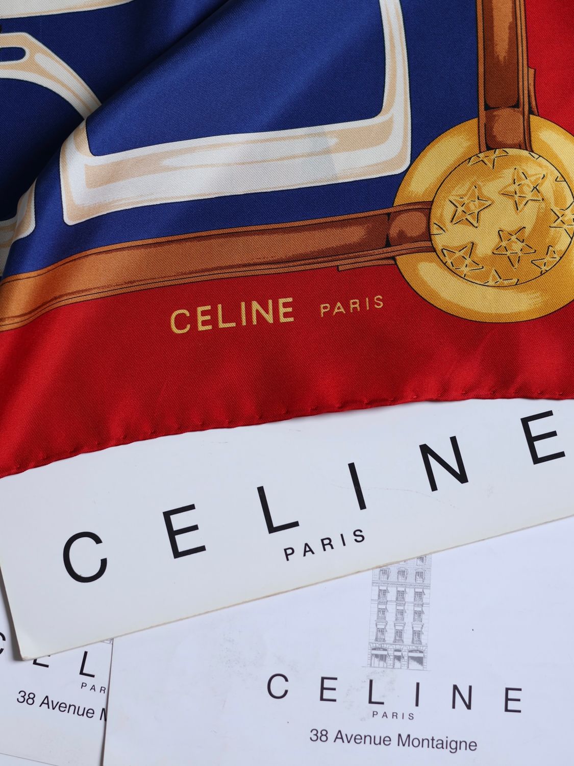 Celine Red Silk Scarf