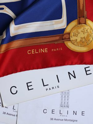 Celine Red Silk Scarf