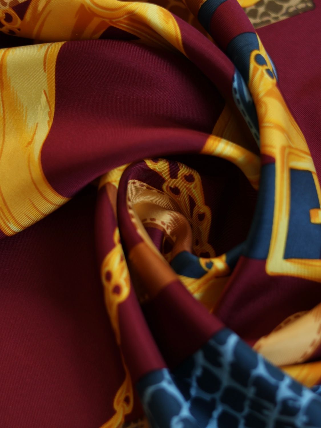 CELINE BURGUNDY SILK SCARF