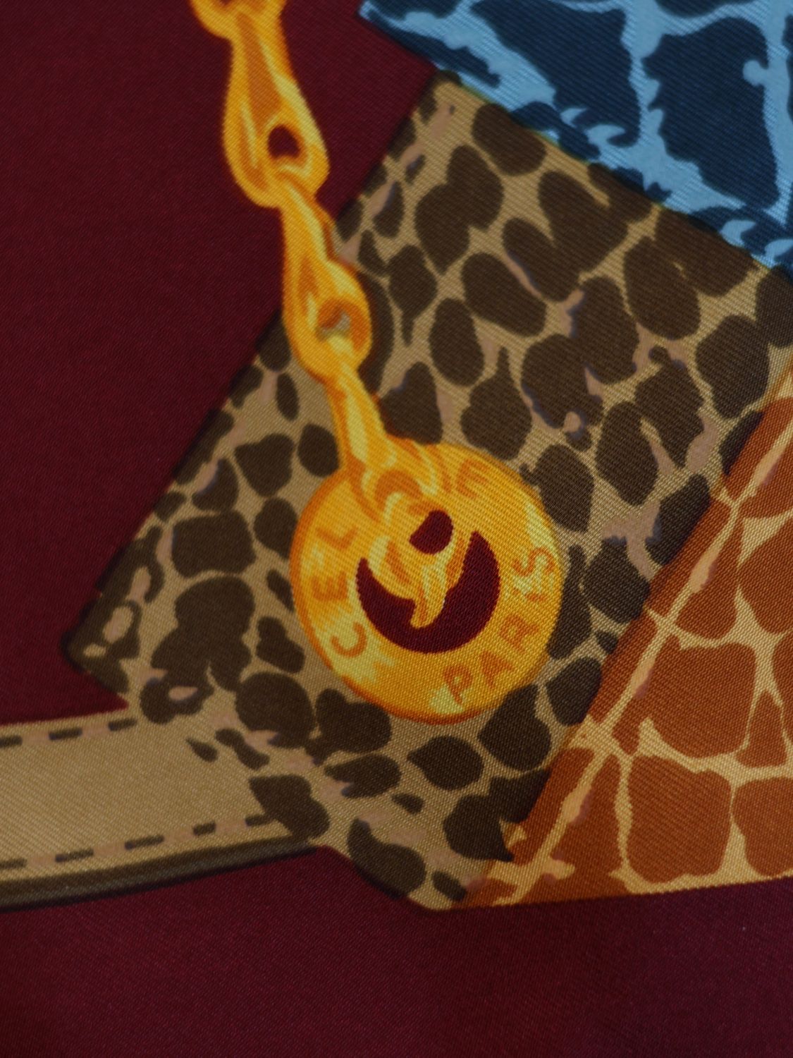 CELINE BURGUNDY SILK SCARF