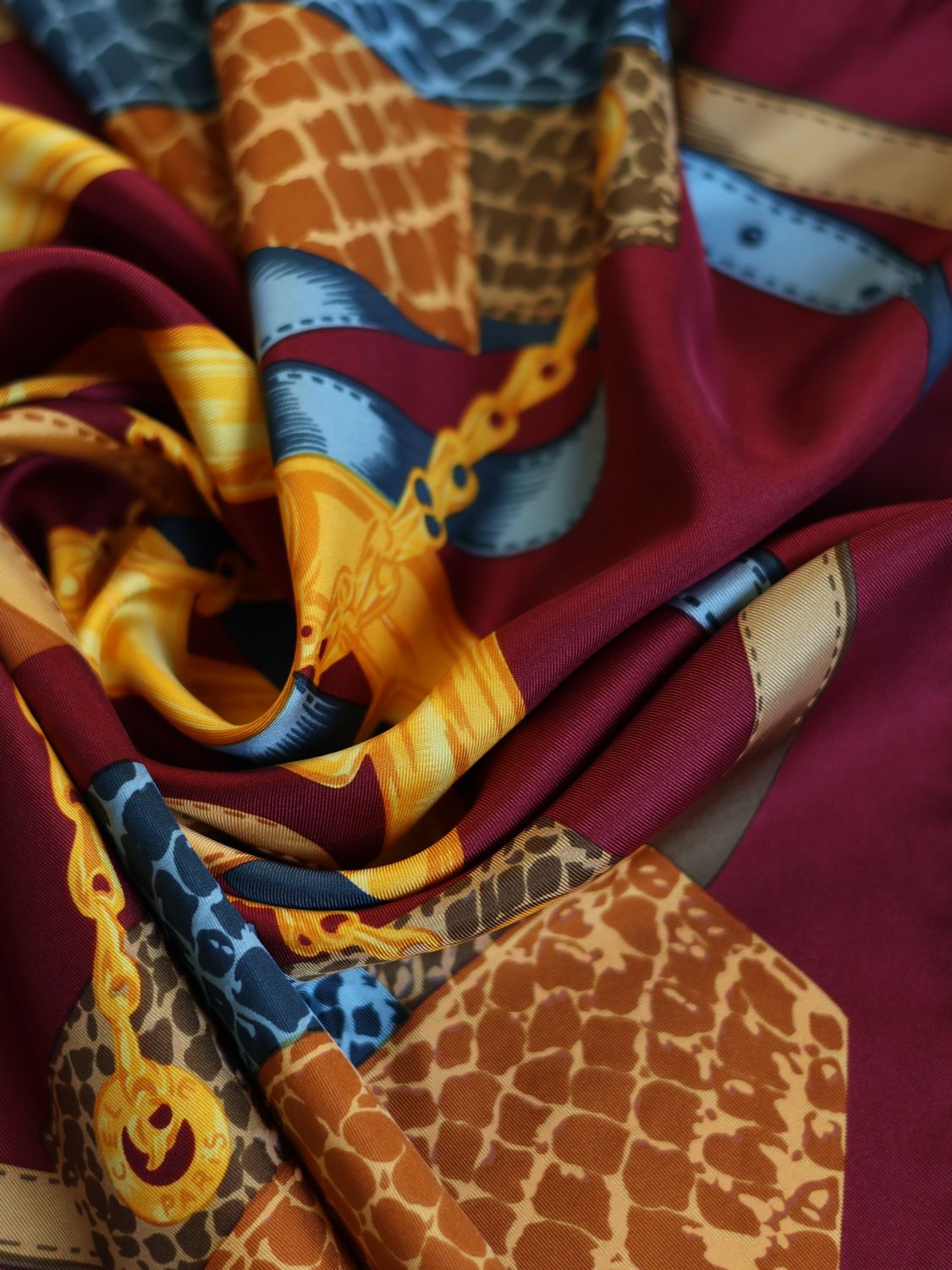 CELINE BURGUNDY SILK SCARF