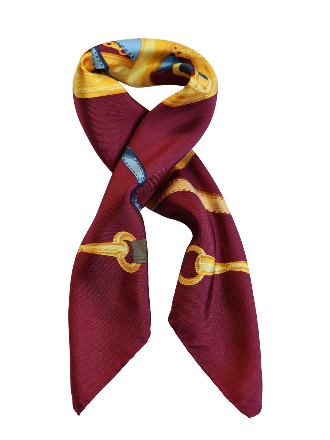 CELINE BURGUNDY SILK SCARF