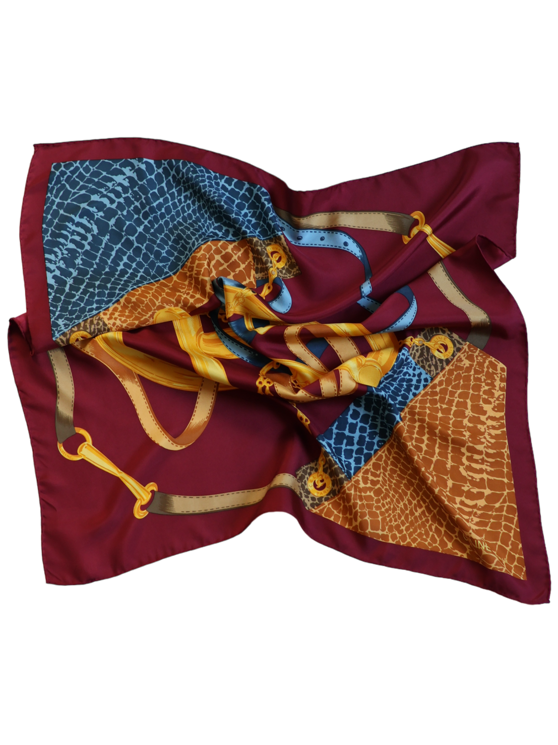 CELINE BURGUNDY SILK SCARF