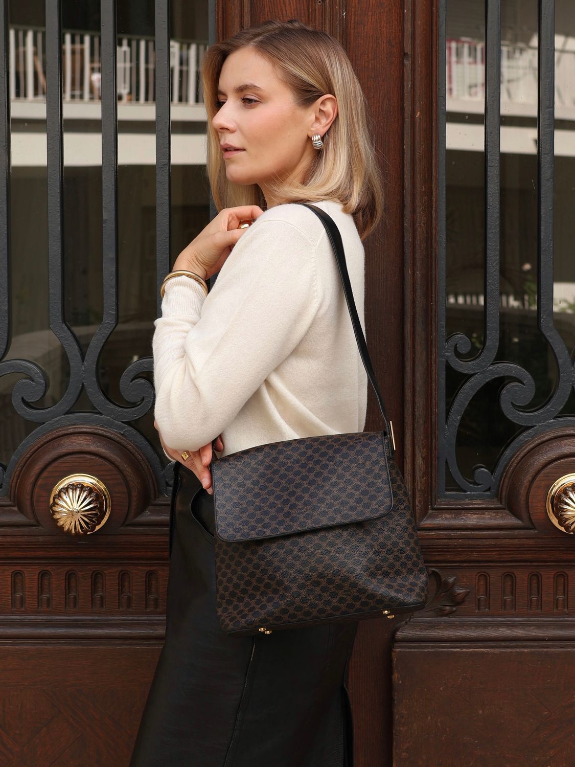 CELINE CANVAS SHOULDER BAG