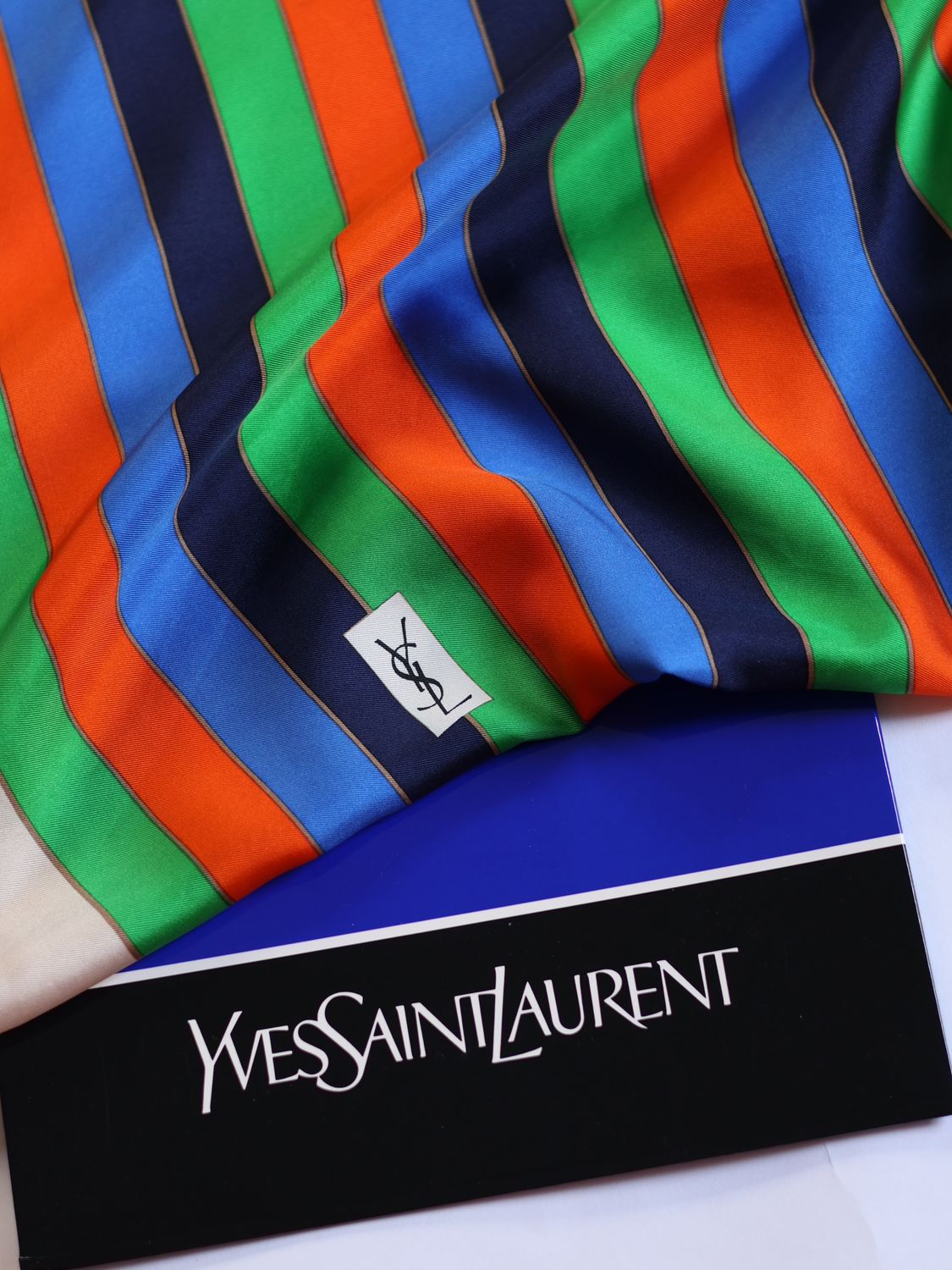 YSL Stripe Silk Scarf