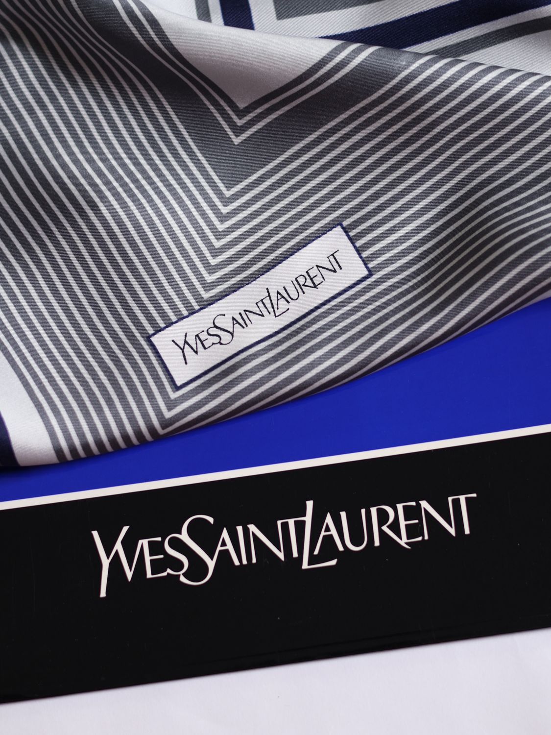 YSL BLUE SILK SCARF