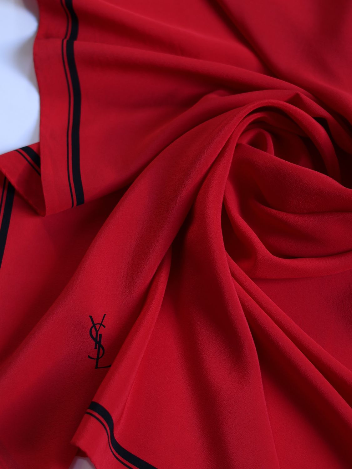 YSL Red Silk Scarf