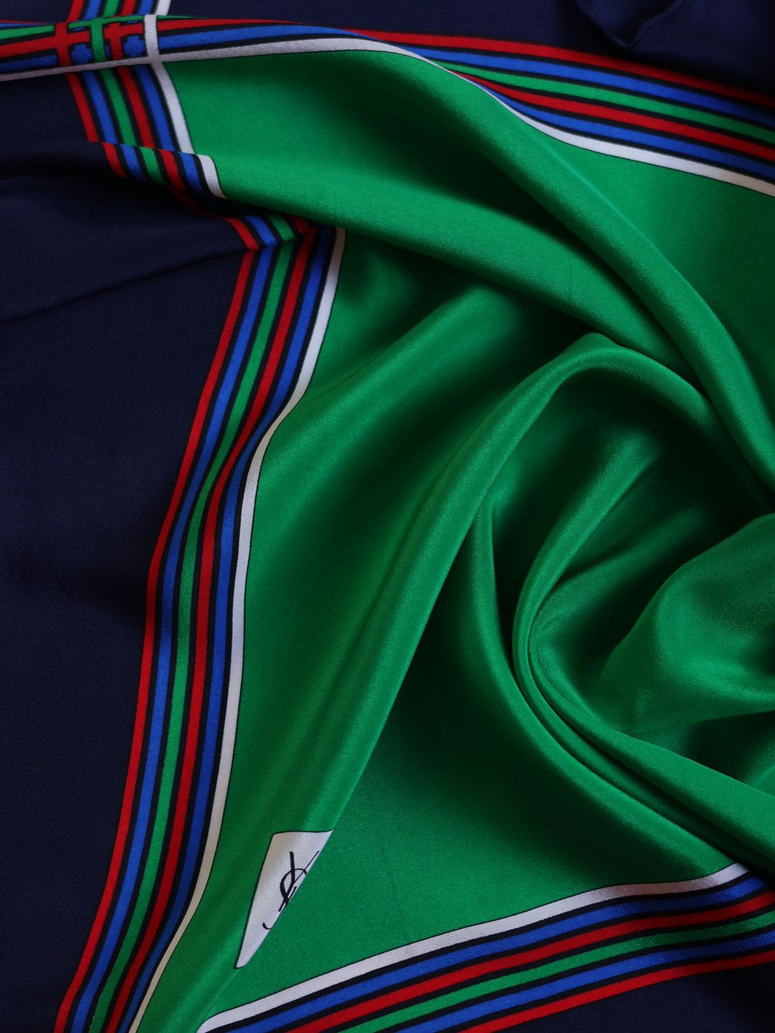 YSL GREEN SILK SCARF