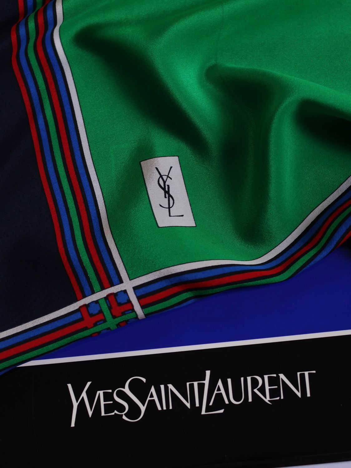 YSL GREEN SILK SCARF