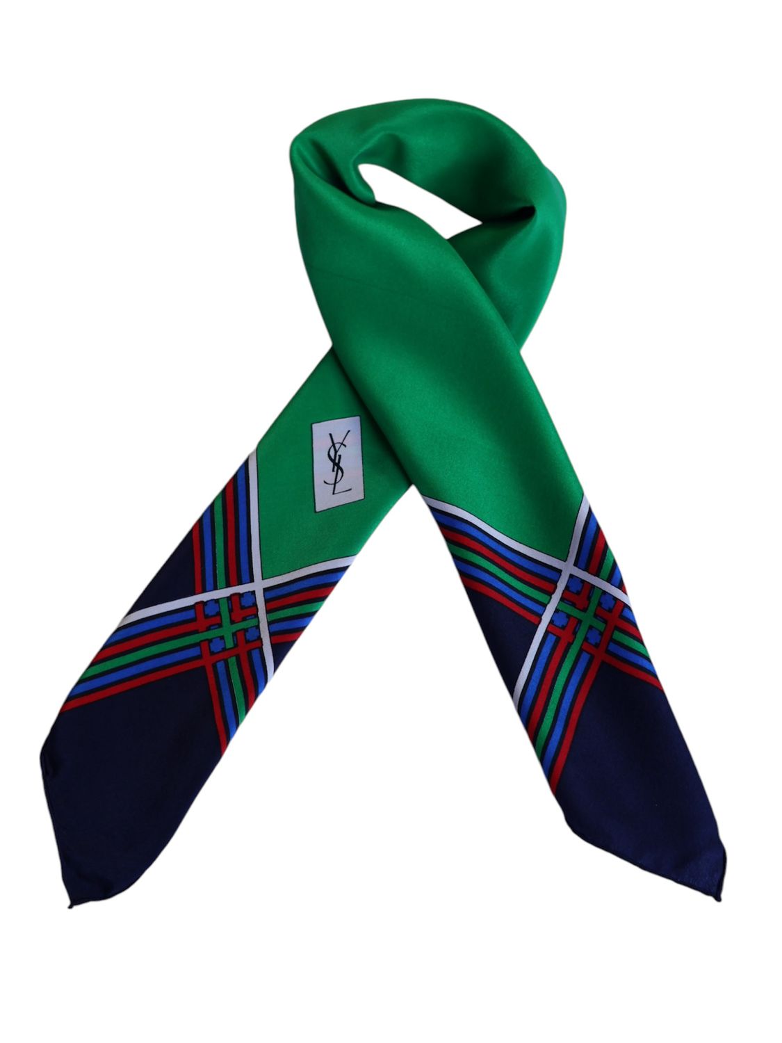 YSL GREEN SILK SCARF