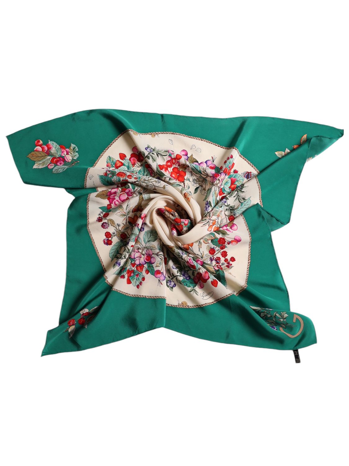 GUCCI FLORA SCARF IN GREEN