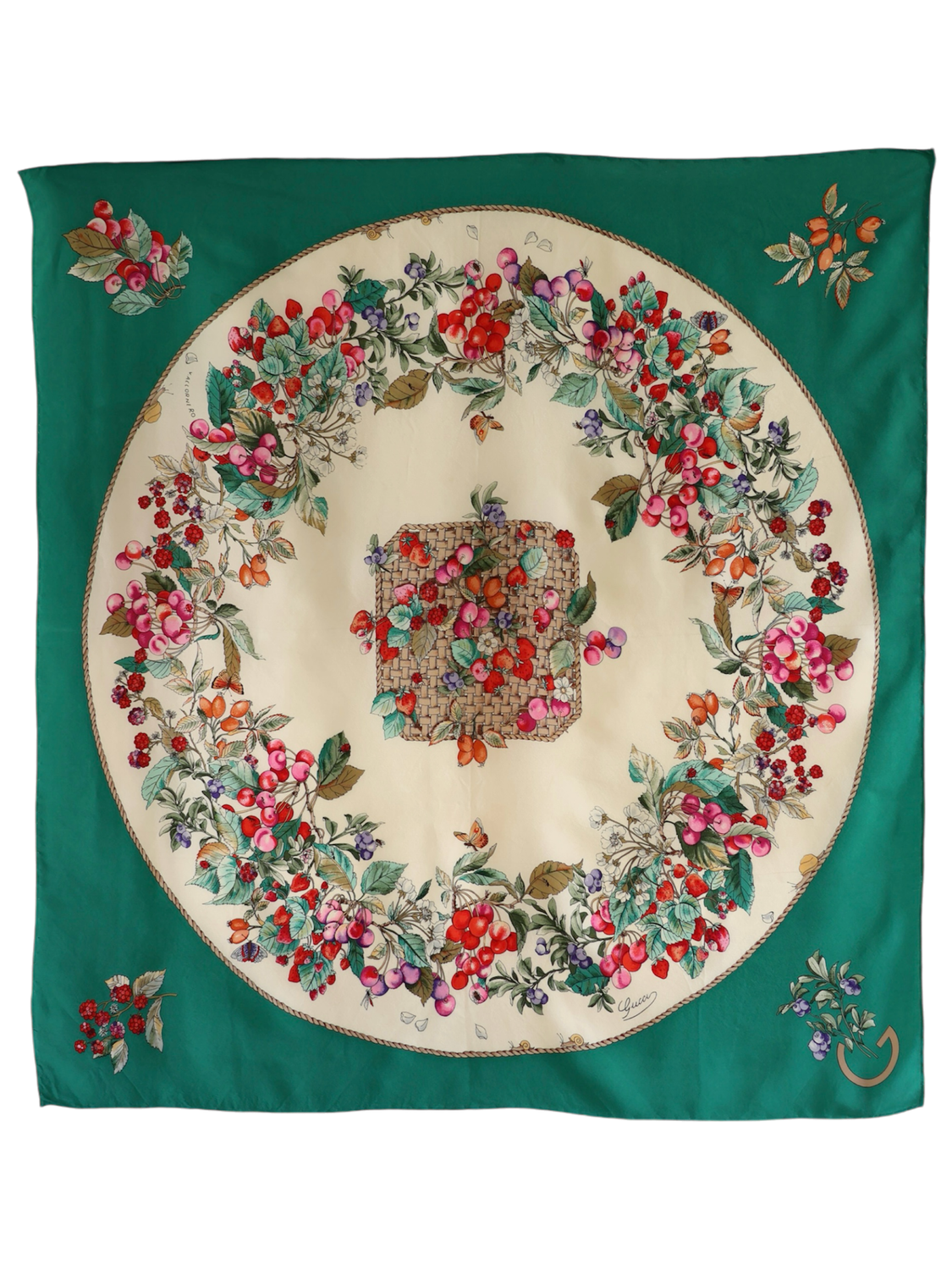 GUCCI FLORA SCARF IN GREEN