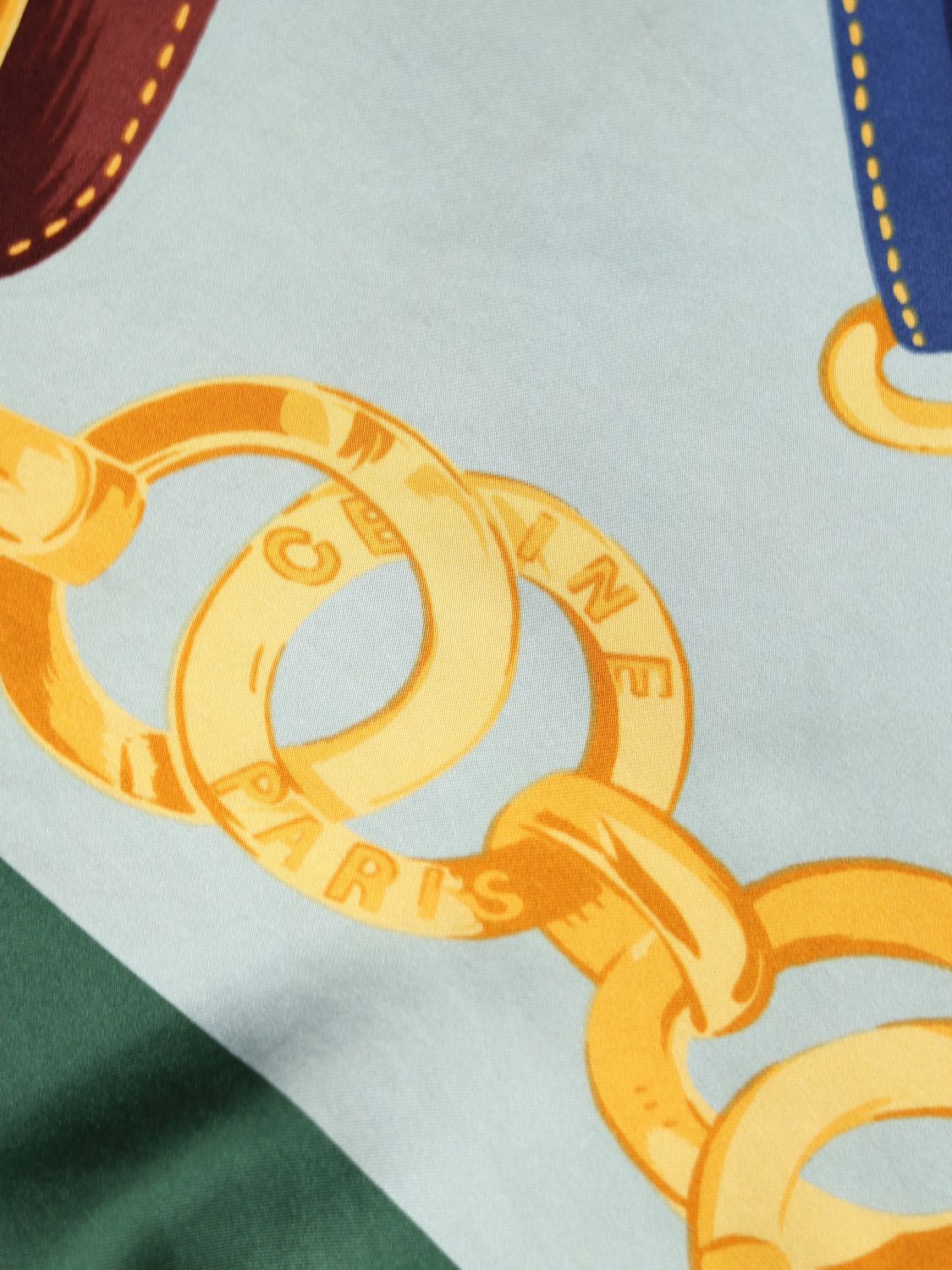 CELINE GREEN SILK SCARF