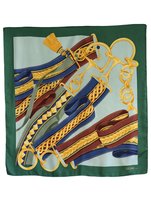 CELINE GREEN SILK SCARF