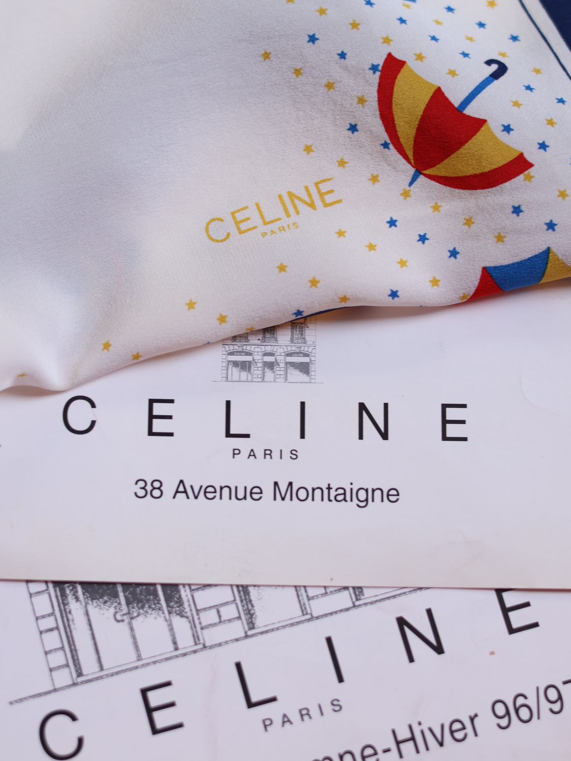 CELINE UMBRELLA SILK SCARF