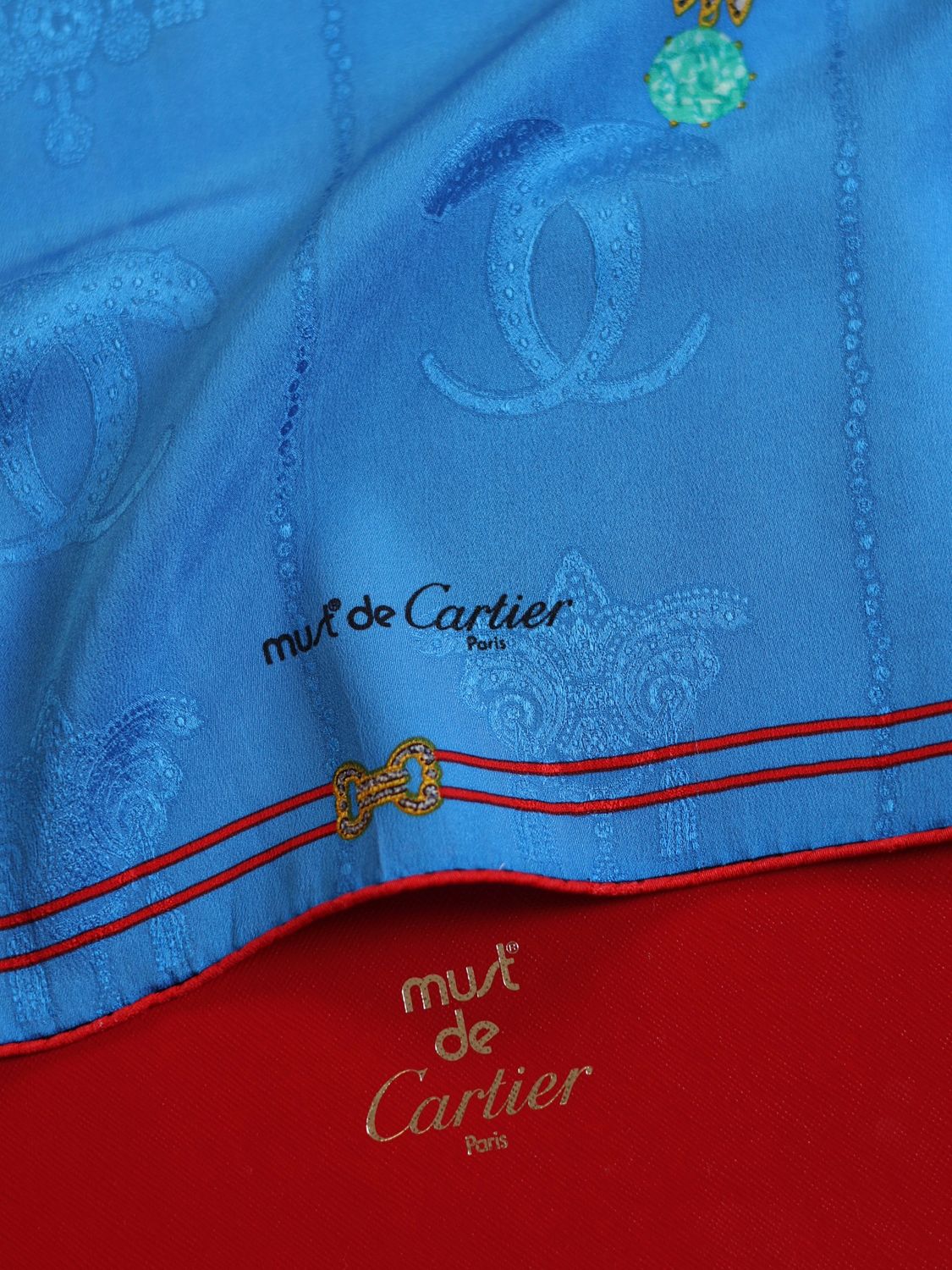 Cartier Blue Silk Scarf