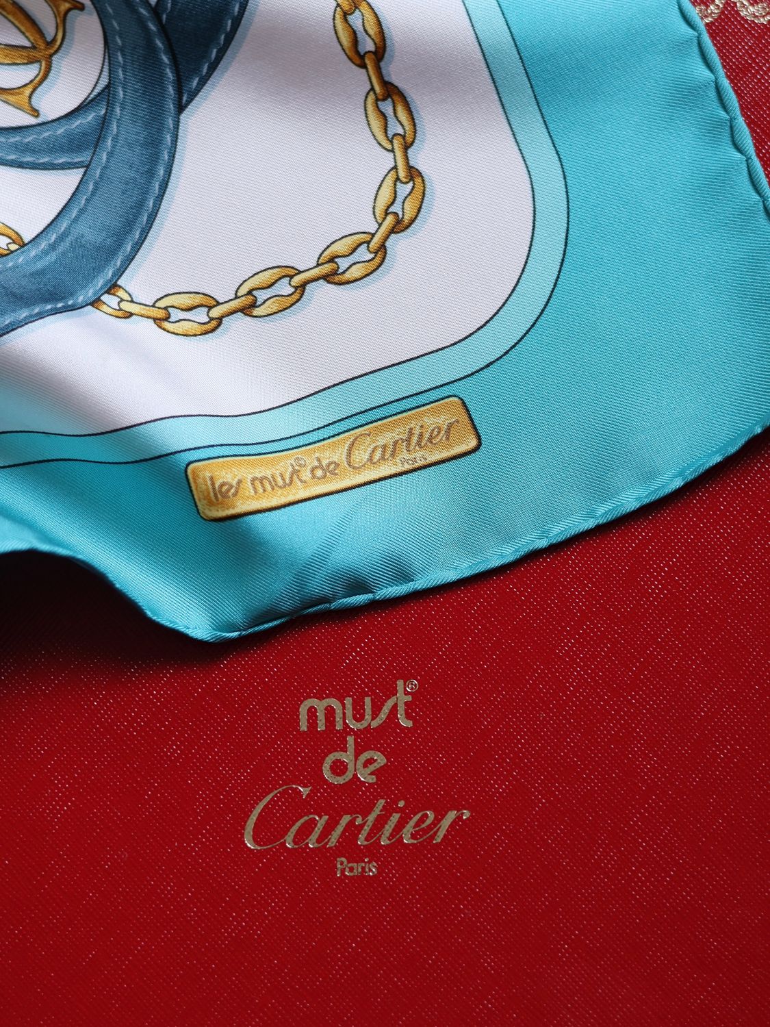 Cartier Turquoise Silk Scarf