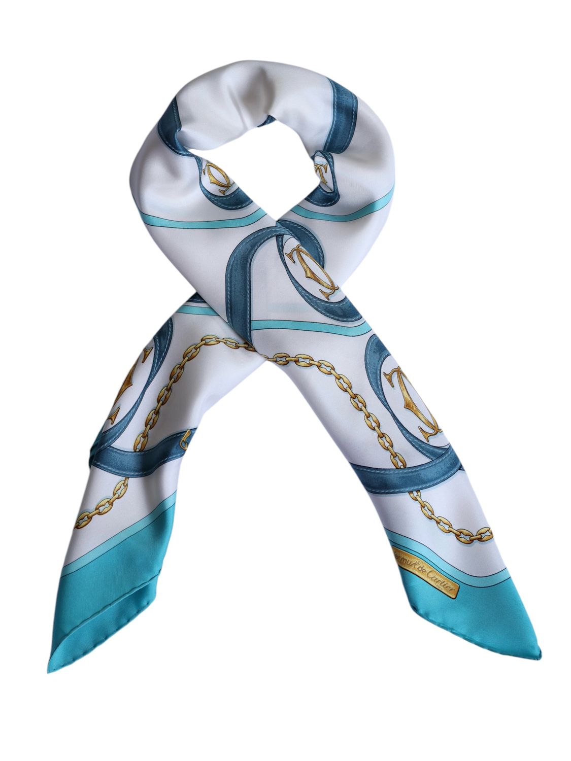 Cartier Turquoise Silk Scarf