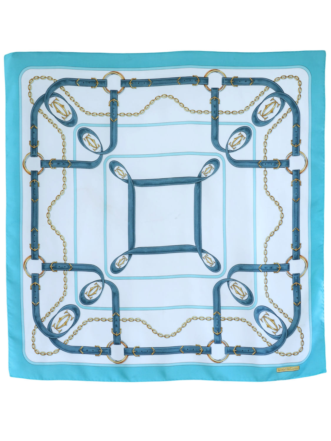 Cartier Turquoise Silk Scarf