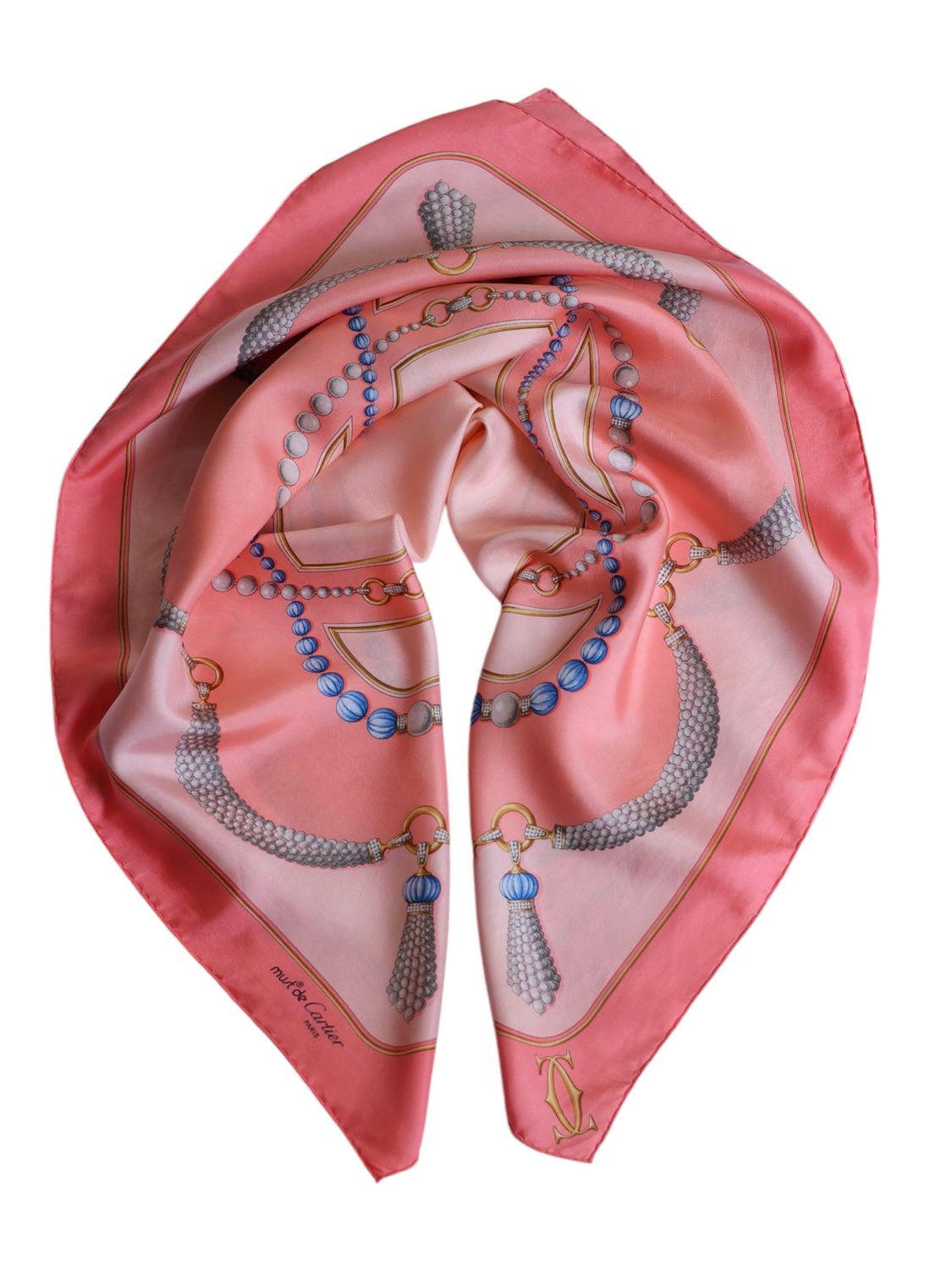 Cartier Pink Silk Scarf