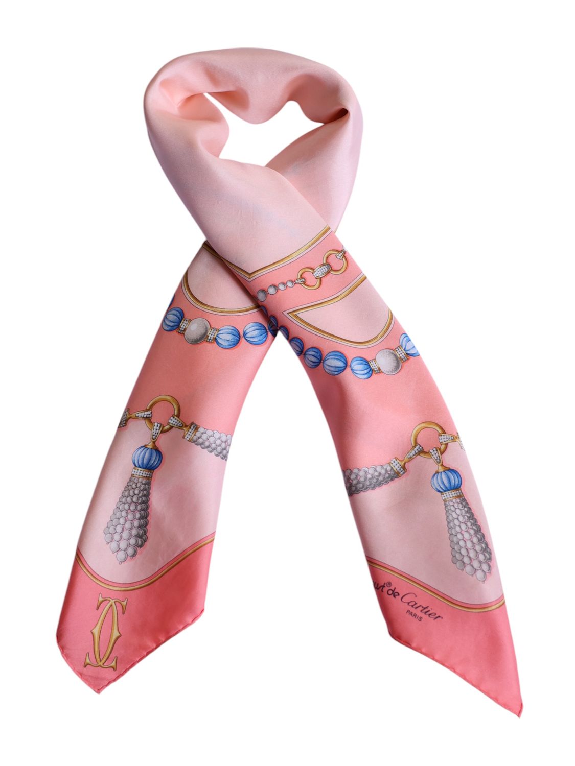 Cartier Pink Silk Scarf