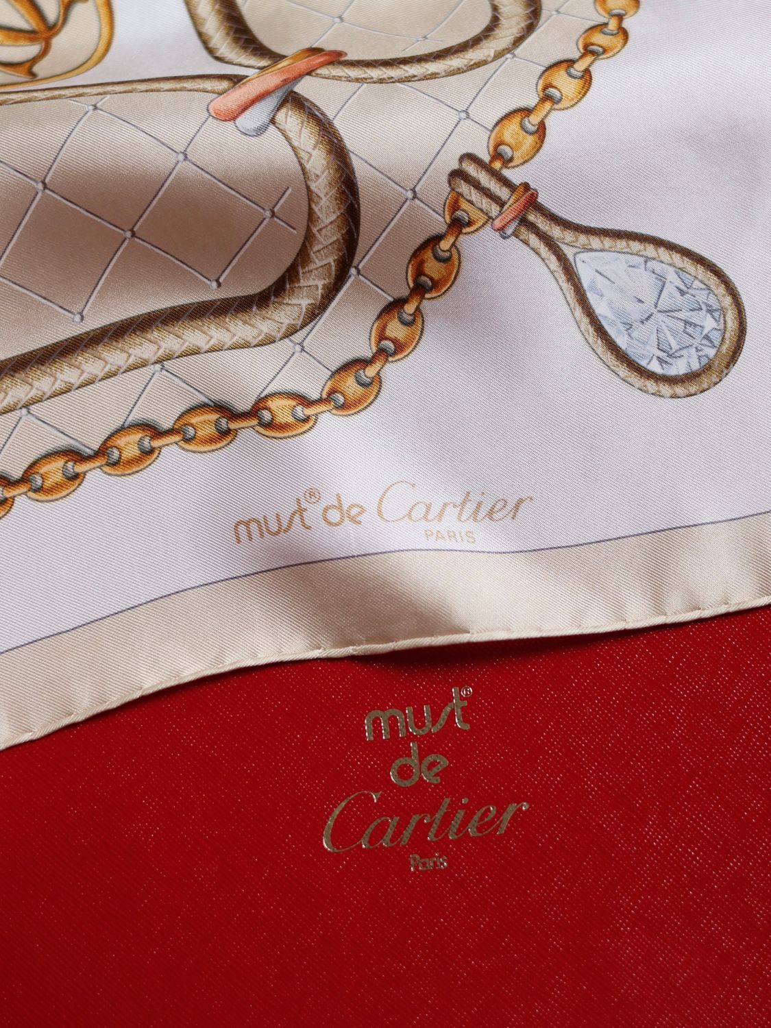 CARTIER BEIGE SILK SCARF