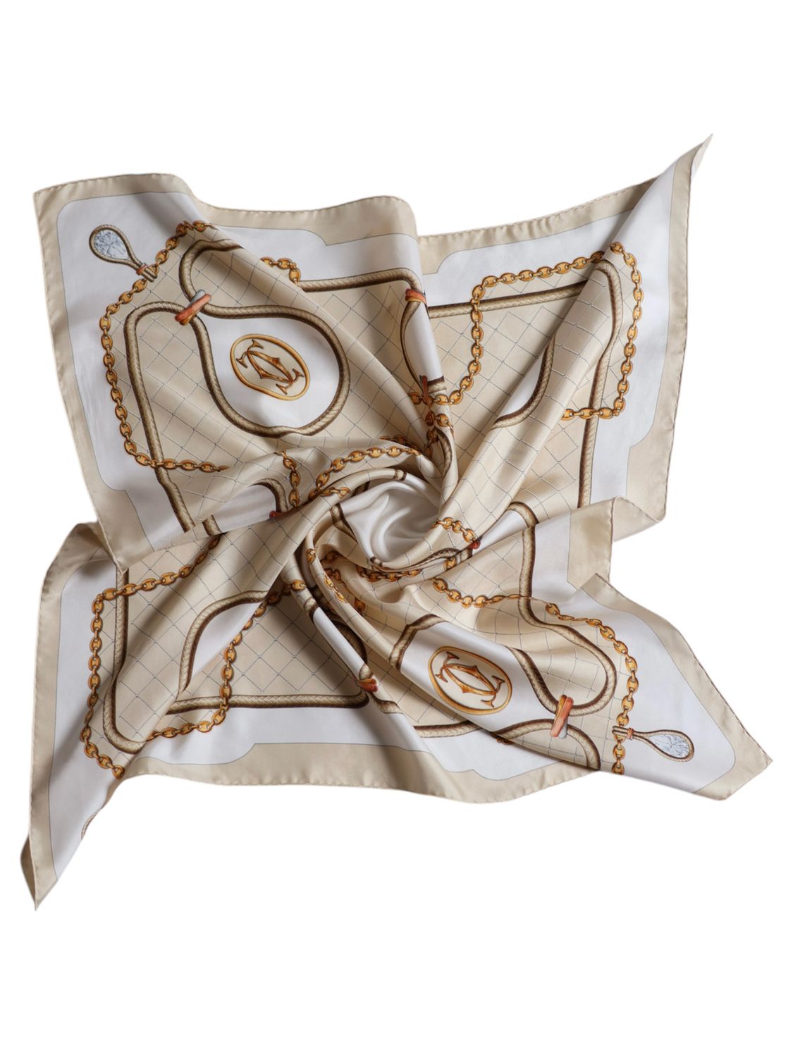 CARTIER BEIGE SILK SCARF