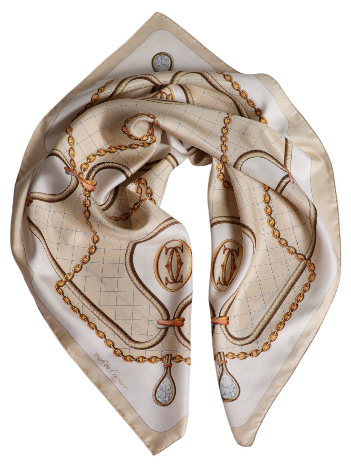 CARTIER BEIGE SILK SCARF