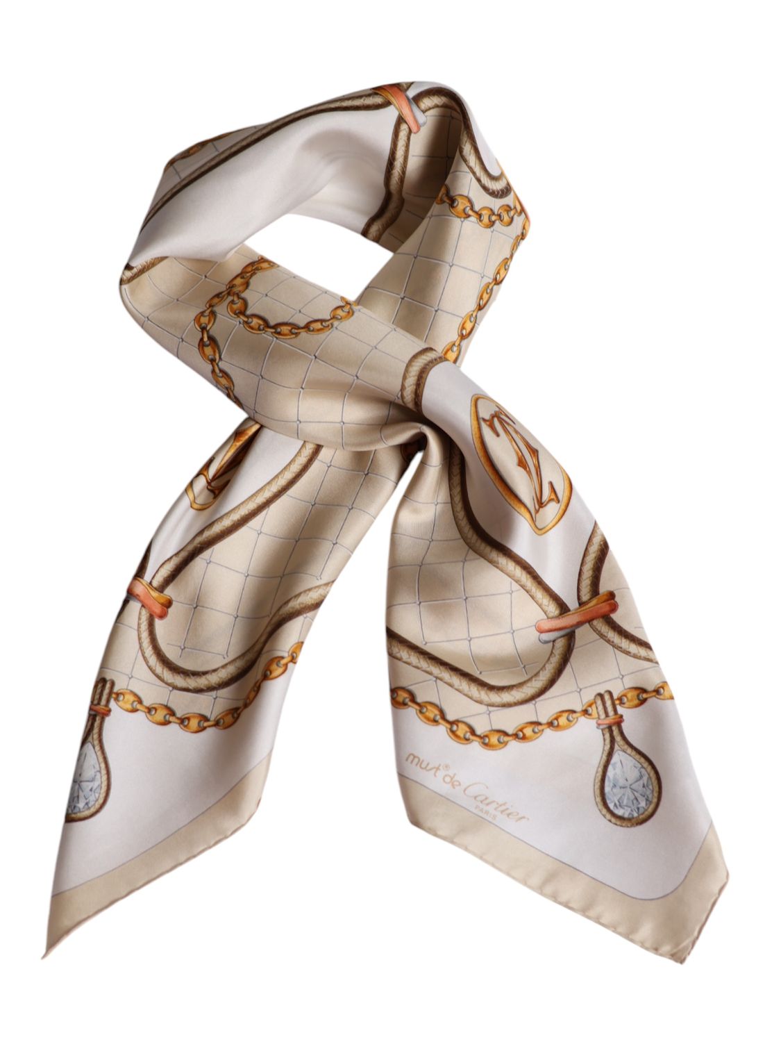 CARTIER BEIGE SILK SCARF