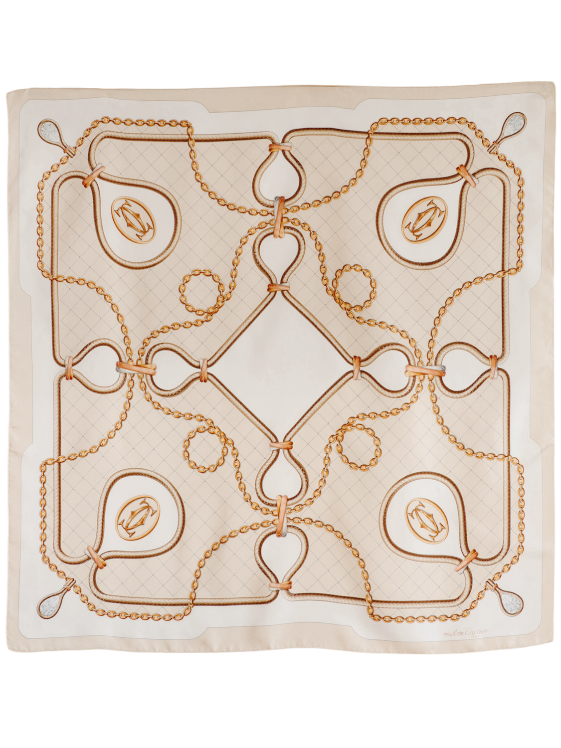 CARTIER BEIGE SILK SCARF