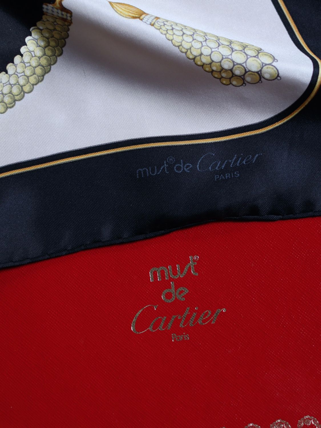 CARTIER BLACK SILK SCARF