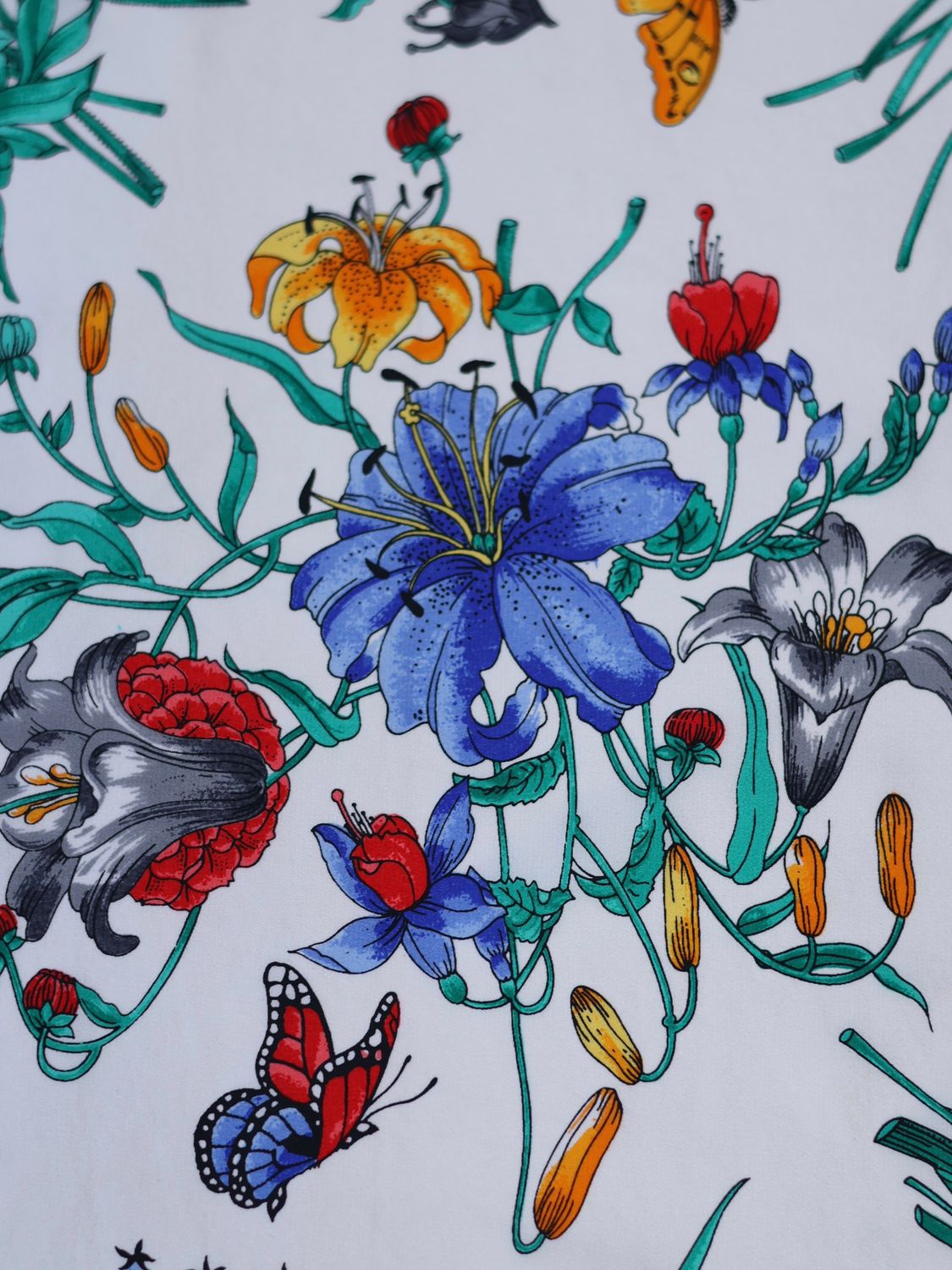 GUCCI FLORA BURGUNDY SILK SCARF