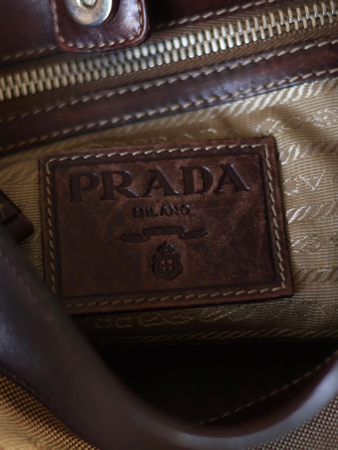 PRADA CANVAS SHOULDER BAG